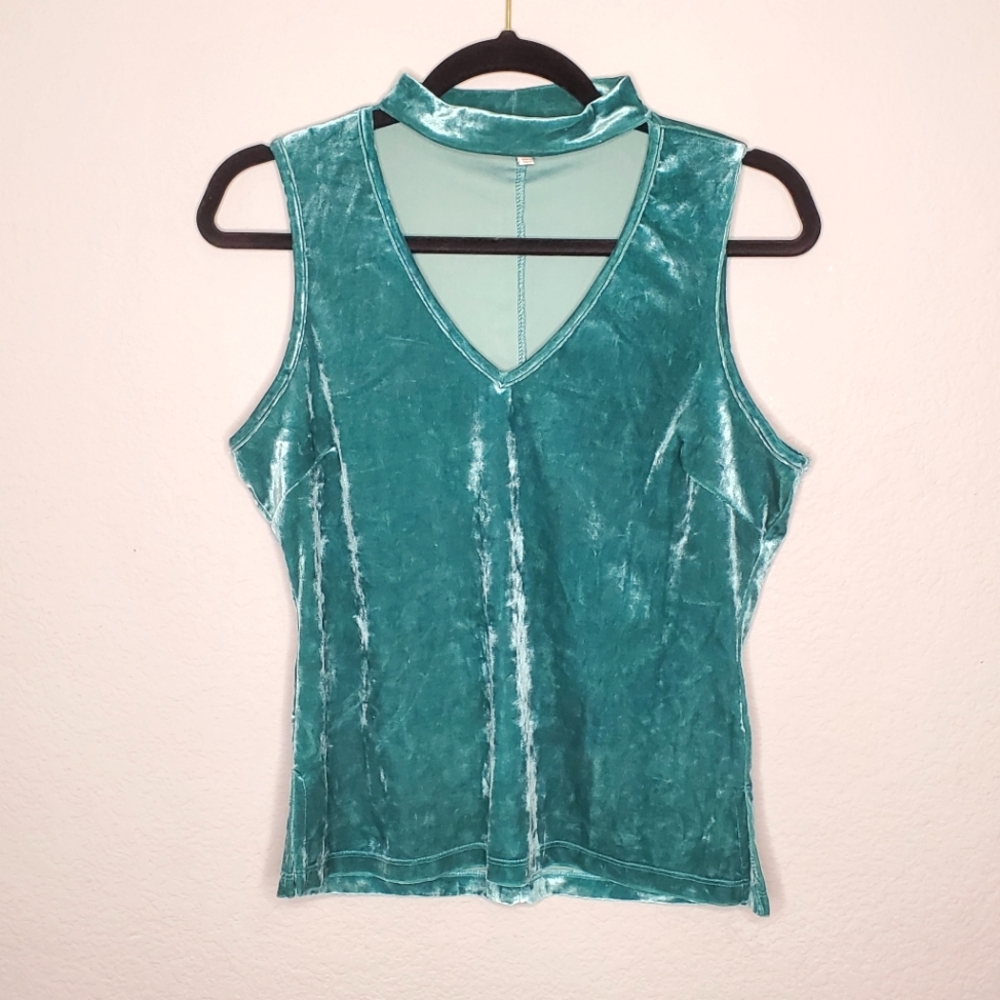 Candies Light Green Velor Velvet Crop Top